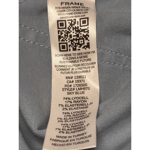 Frame NWT Men’s L'Homme Slim Fit Five-Pocket Twill Pants Smoky Blue Size 34 - Picture 8 of 9